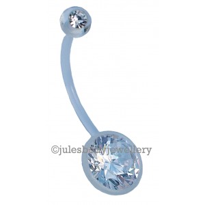 Pregnancy Belly Bar with Clear Jewels